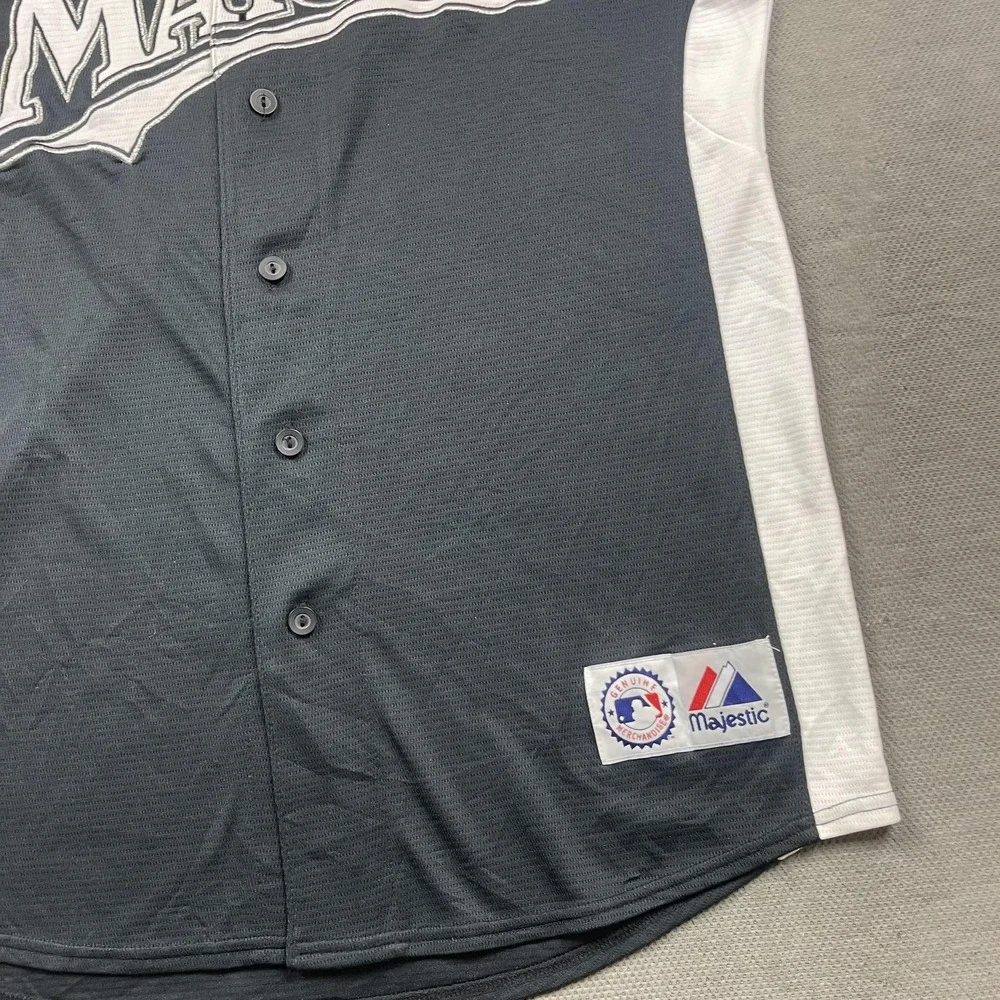Florida Marlins Jersey Mens Large Black MLB Baseball Majestic Button Front‎